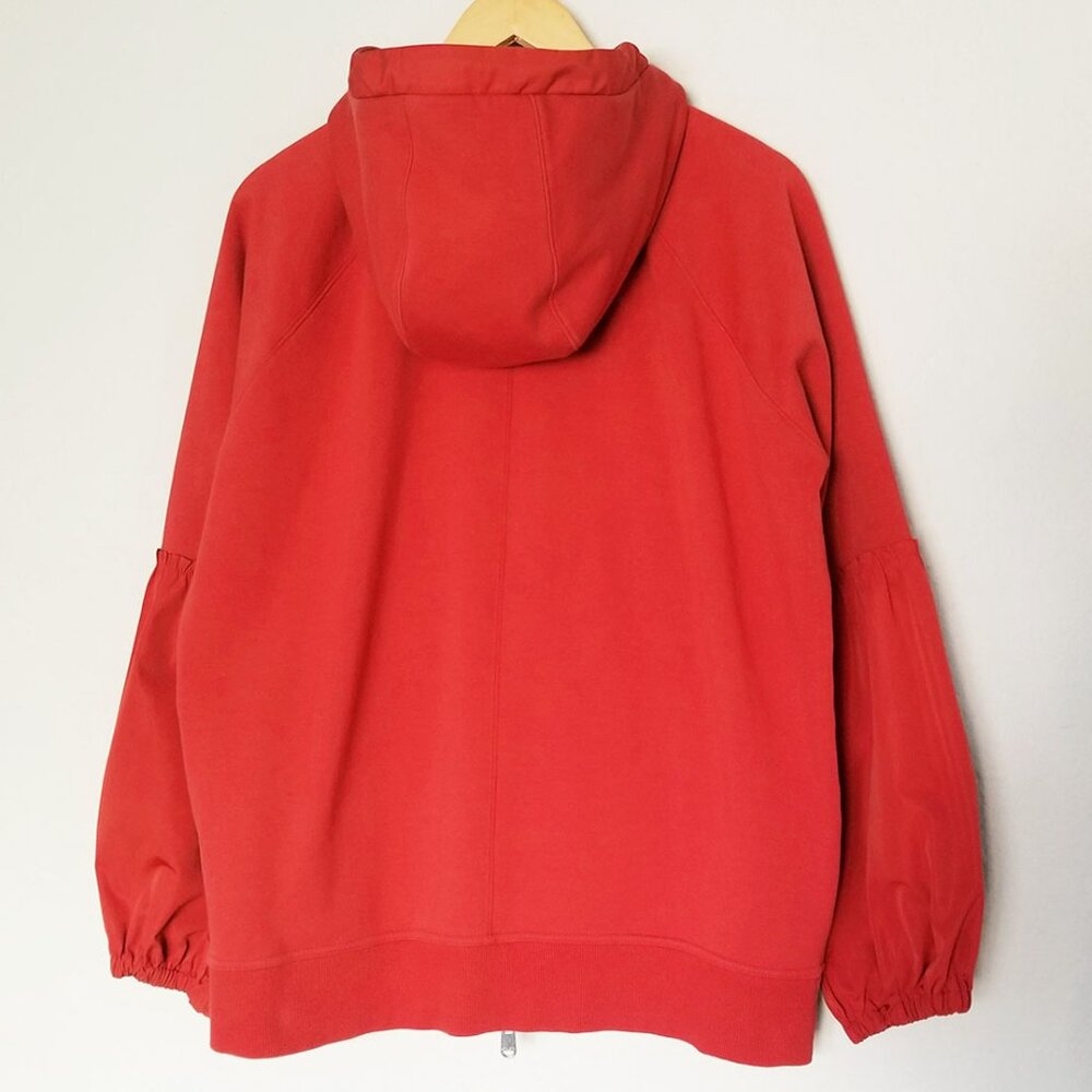 ATHLETA On My Way Triumph Hoodie Jacket Women’s M Red Rust Lantern Sleeve $139 - Picture 6 of 16